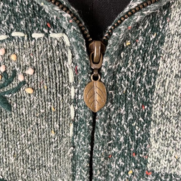 Green knit zip up sweater forest fairy sweater - Picture 3 of 10